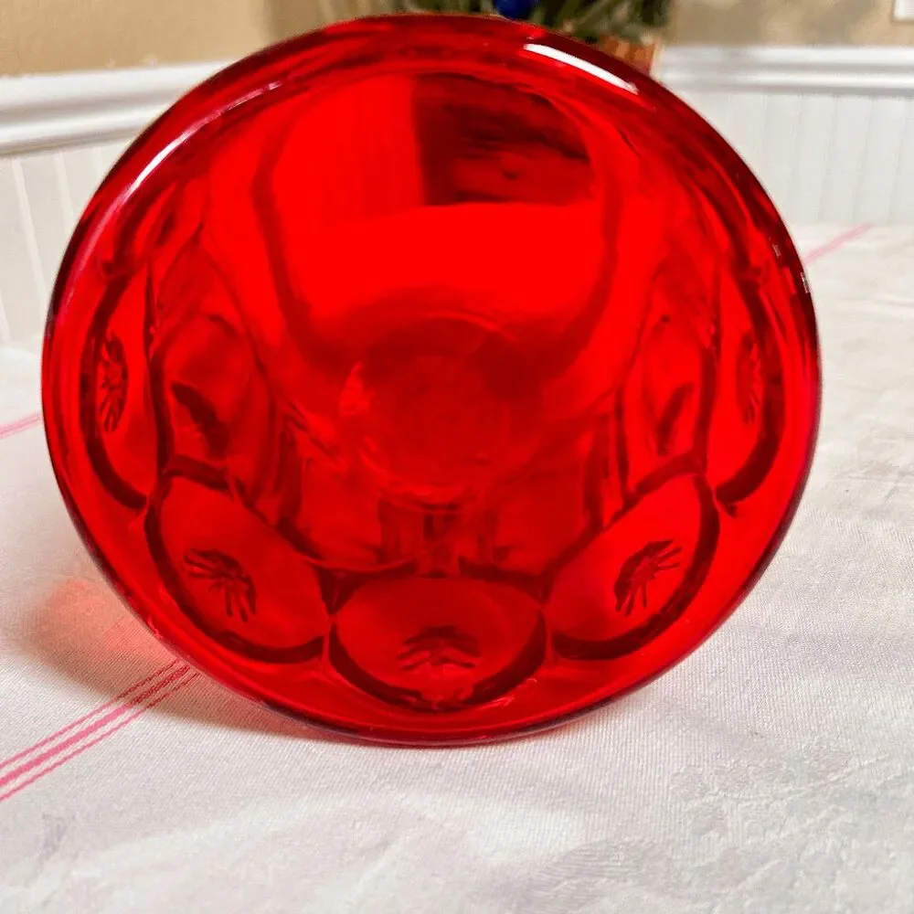 Vintage L.E. Smith Glass Moon and Stars Amberina Medium Lidded Canister